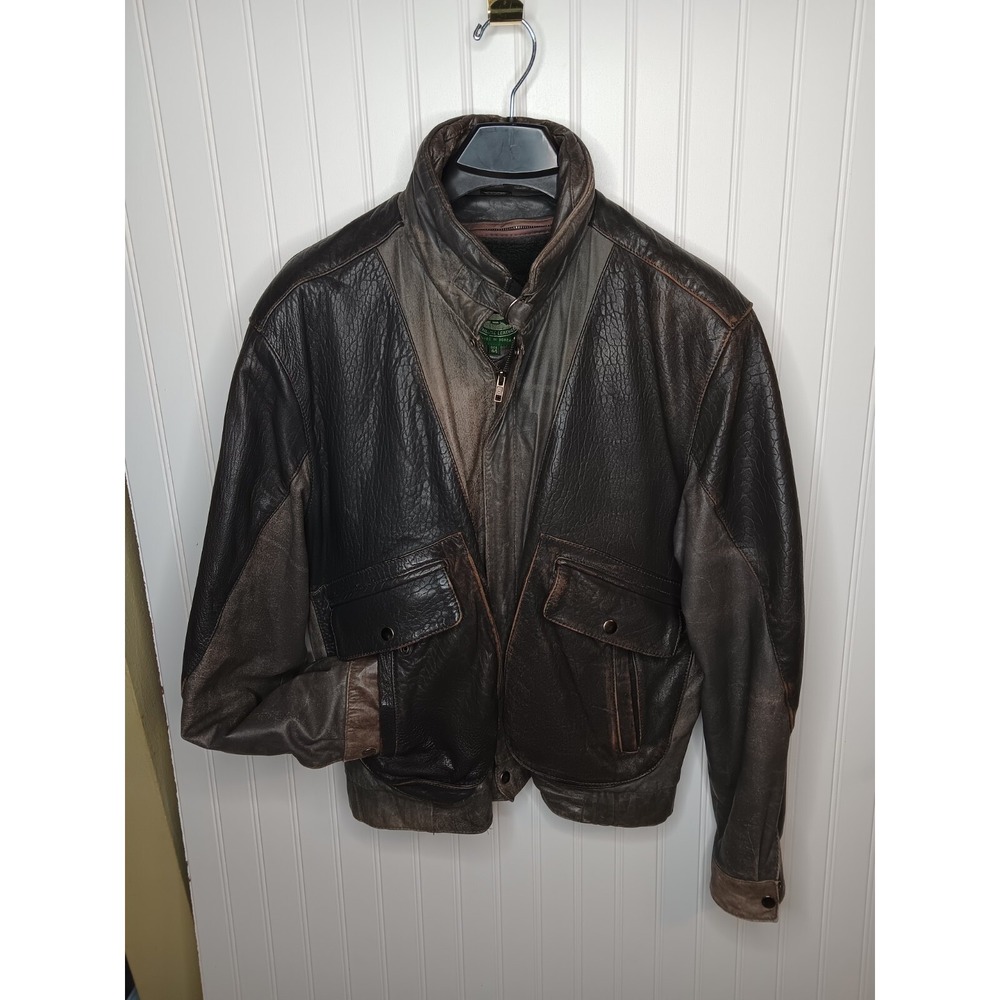 Vintage leather brown bomber Lined‎ Jacket by Hill & Archer